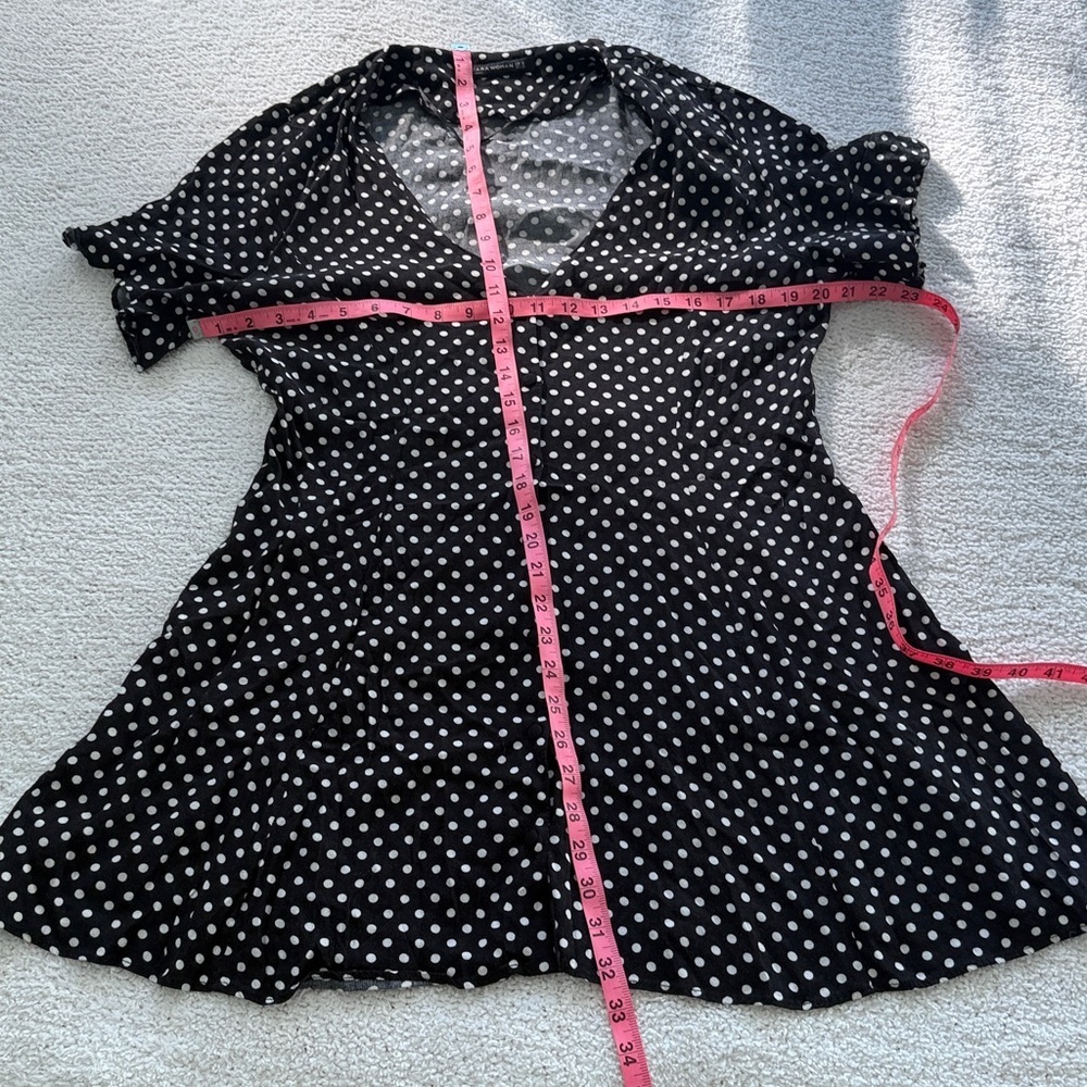 ZARA Black White Polka Dot Dress XL Fits Like Large - Picture 8 of 11